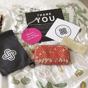 Stella Mcartney orange snake print card wallet